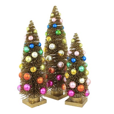 Christmas 16.5" Gold Rainbow Trees Putz Village Retro  -  Decorative Figurines