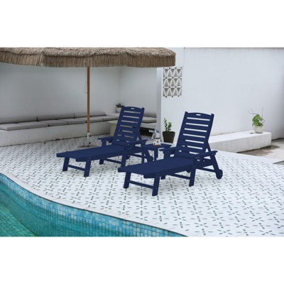 VisioGear Patio Chaise Lounges, 3-Piece Lounge Chair Outdoor with Texture, Oversized Chaise Lounge Chair with Cup Holder, Gray, 75.20"*28.74"*39.17"