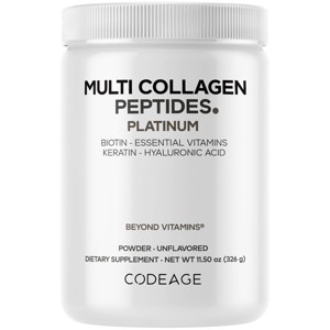 Codeage Platinum Multi Collagen Peptides Powder, Biotin, Vitamin C, Keratin, Hydrolyzed Collagen Protein - 11.50 oz - 1 of 4