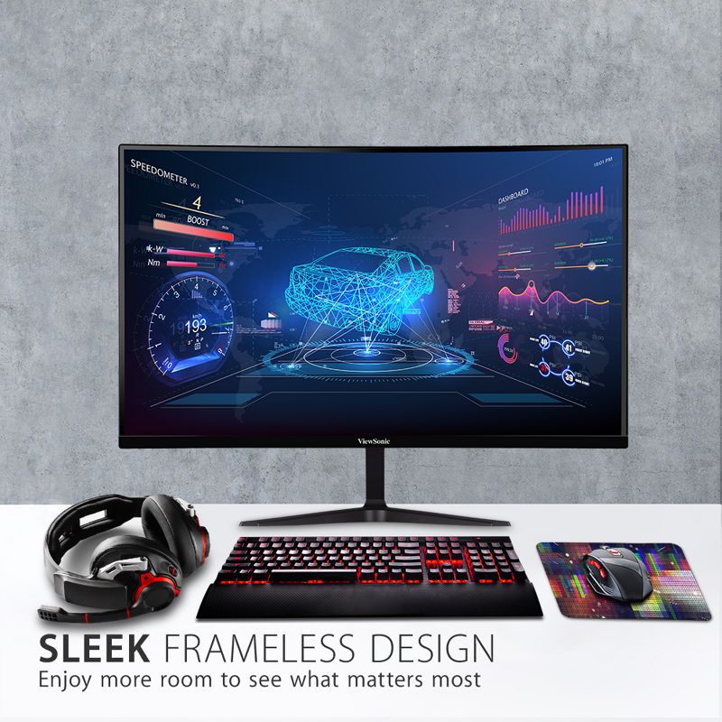 ViewSonic VX2718-PC-MHD 27 Inch Curved 1080p 1ms 180Hz Gaming Monitor with AMD FreeSync Premium, Eye Care, HDMI and Display Port, 5 of 11