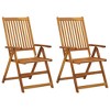 vidaXL Solid Acacia Wood Patio Reclining Chairs - Weather-Resistant, Adjustable Comfort, Easy Cleaning - Set of 2 - 2 of 4