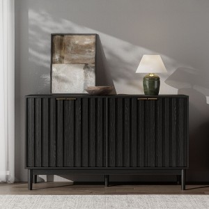 Fluted Storage Cabinet , Buffet Cabinet Sideborad with Door, Kitchen Buffet Storage Accent Cabinet with Adjustable Shelves - 1 of 4