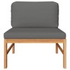 vidaXL Middle Sofa with Dark Gray Cushions Solid Teak Wood - 2 of 4
