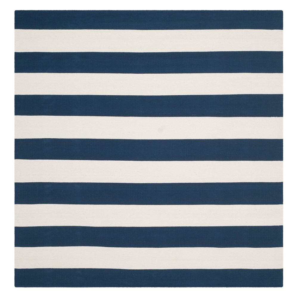 8'x8' Stripe Woven Square Area Rug Navy/Ivory - Safavieh