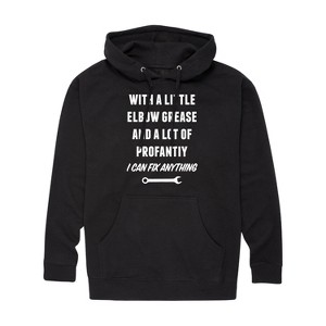 Men's - Instant Message - Elbow Grease And Profanity Graphic Fleece Pullover Hoodie - 1 of 4