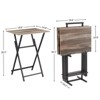 SEVOBAL Folding Tables Set of 4 Stylish TV Tray Adjustable Height  with Stable Base Stand for Rooms, Rustic Brown, 35.04"*21.65"*6.69" - 3 of 4