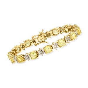 Ross-Simons 15.00 ct. t.w. Lemon Quartz and 2.90 ct. t.w. White Topaz Bracelet in 18kt Gold Over Sterling - 1 of 3