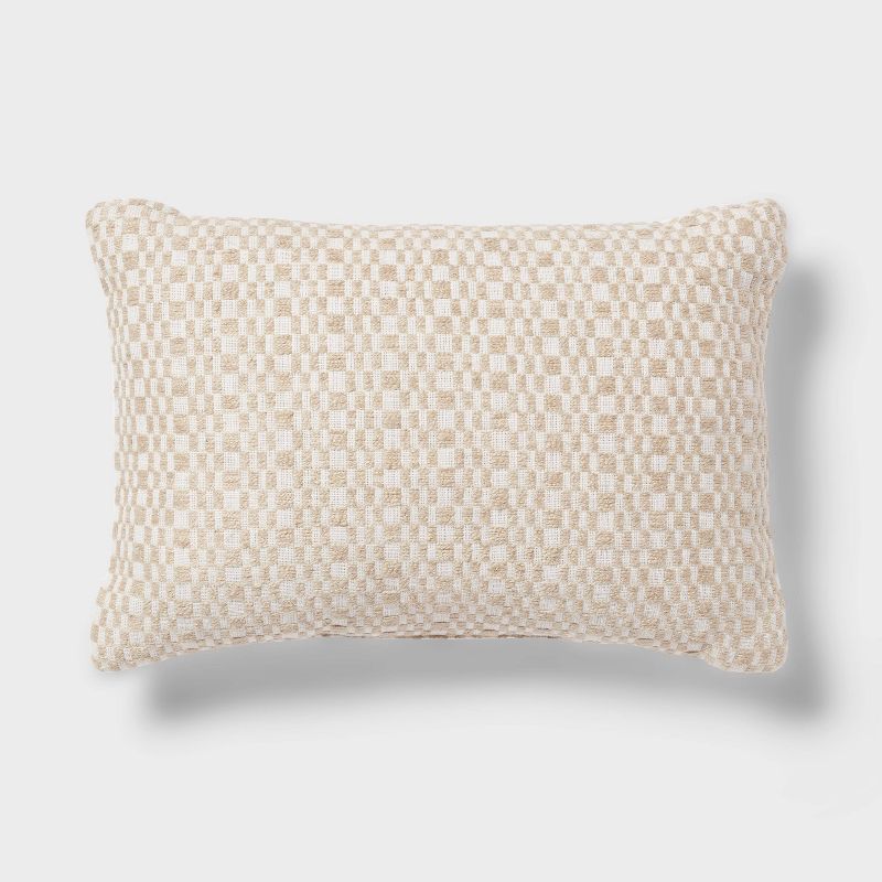 Modern Geo Woven Dec Pillow Oblong Khaki/Ivory - Threshold&#8482;, 1 of 5