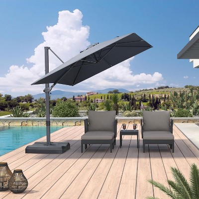PURPLE LEAF Cantilever Telescopic Umbrella for Swimming Pool, Patio, Porch, Garden