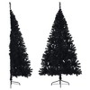 vidaXL Artificial Half Christmas Tree White PVC, Steel 59.1 in high - Black 8 x 4 ft - 2 of 4