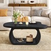 Lyngins 39.4" Cream Coffee Table with Petal-Shaped Circular Top & Sturdy Chunky Legs, Minimalist Irregular Tea Table with Sleek Round Edges - 2 of 4