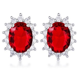 Slickblue Petite Royal Oval Earrings – Rhodium Plated, Silvertone Finish, 6 Color Options - 1 of 3