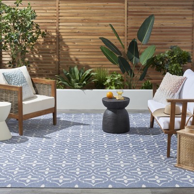 Blue and Ivory Moroccan Trellis 8' x 10' Synthetic Rug