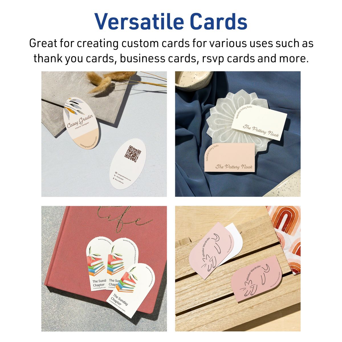 Avery Printable Oval Business Cards, Sure Feed Technology, 2" x 3-1/2", Matte White Cardstock, Print-to-The-Edge, Laser/Inkjet Printable, 80 Total - thumbnail 4