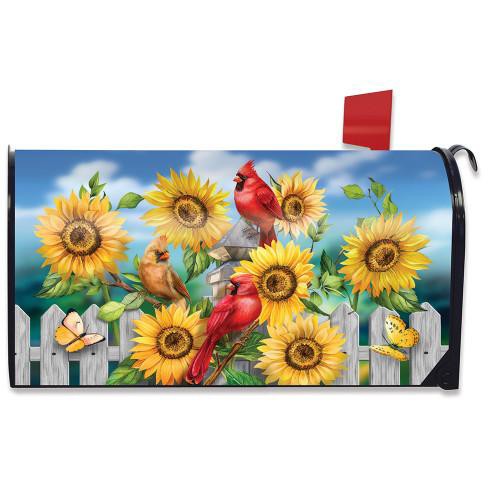 Cardinals And Sunflowers Summer Magnetic Mailbox Cover Floral Standard Briarwood Lane - image 1 of 2