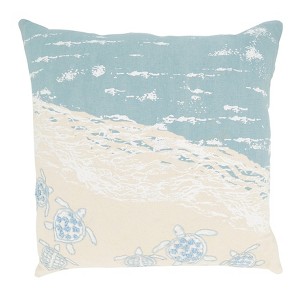 Saro Lifestyle Sandy Shores Sea Turtle Poly Filled Throw Pillow, Blue, 20"x20" - 1 of 3