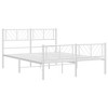 vidaXL Queen Metal Bed Frame with Headboard & Footboard, Sturdy Steel, White, No Mattress - 4 of 4