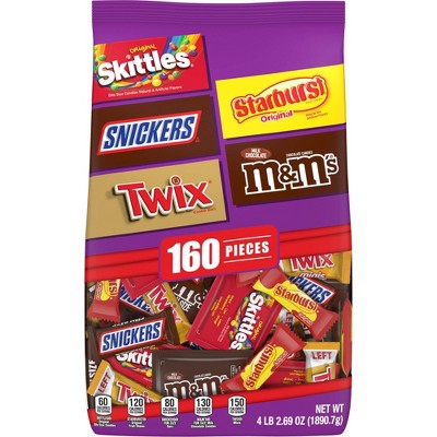 Mars Skittles Starburst Snickers Twix and M&amp;Ms Halloween Candy Variety Pack Fun Size - 160ct66.69oz