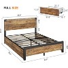 Bed Frame with 4 Storage Drawers, Stylish and Strong Metal Platform Bed with Wooden Headboard - 3 of 4