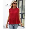 YESFASHION Womens Tank Tops Ruffle High Neck Pleated Summer Blouses Chiifon Sleeveless Shirt - 2 of 4