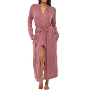 ADR Women's Lightweight Cotton Robe, Classic Soft Knit Long Lounge Robe with Pockets - 1 of 3