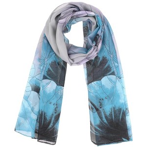 INSPIRE CHIC Women's Floral Chiffon Lotus Lightweight Soft Sheer Long Head Wrap Shawl Scarves 1Pc - 1 of 4