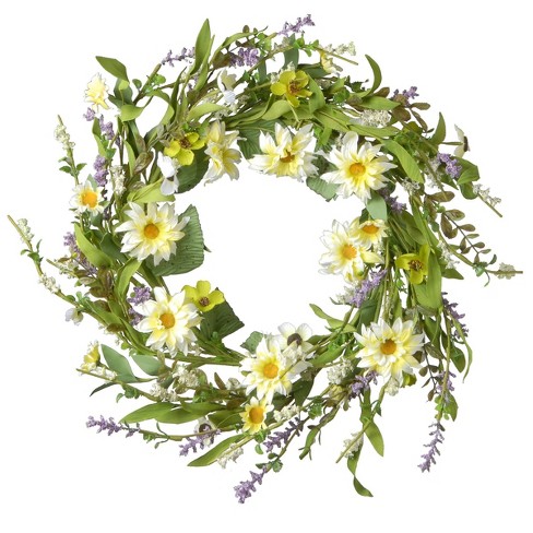 Garden Accents Floral Wreath With Daisy Yellow 20 Target