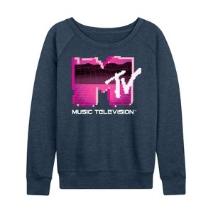 Women's - MTV - Retro Gamer Logo Lightweight French Terry Wide Neck Long Sleeve Shirt - 1 of 4