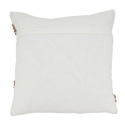 Ivory and Beige Woven Zig Zag Square Throw Pillow