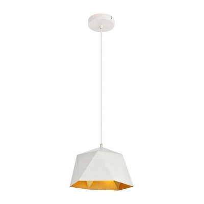 Arden Frosted White and Gold Geometric Pendant Light