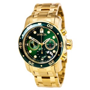 Invicta 0075 Men's Pro Diver Gold Tone Stainless Steel Green Dial Chronograph Watch - 1 of 2