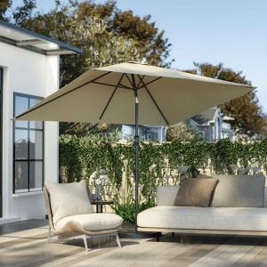 GARPROVM 10Ft UV-Resistant Rectangle Outdoor Patio Market Umbrella with Push Button Tilt & Crank - 1 of 4