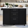 Rbied Wood Kitchen Cart with Tilt Trash Can Cabinet, Pull Out Cabinet Organizer, Drop Leaf, 2 Drawers - 3 of 4
