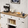 Fredees Farmhouse Sideboard Buffet Cabinet with Storage, 3 Drawers & 2 Doors, Coffee Bottle Bar with Light & Charging Station, Rustic Brown - 4 of 4