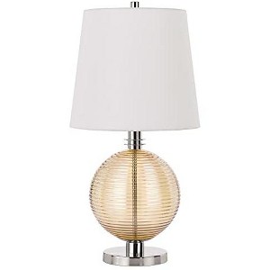 Cal Lighting 150W 3 way Salisbury glass table lamp with hardback fabric shade - 1 of 3