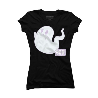 Junior's Design By Humans Boo Cute Ghost Halloween cute design By BoogieCreates T-Shirt