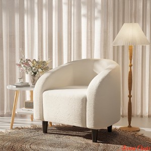 Accent Chair Living Room Chairs Boucle Barrel Chairs Round Armchairs for Bedroom Waiting Room Office Reception Chairs - 1 of 3