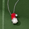 Ross-Simons 7.5-8mm Cultured Pearl Santa Gnome Pendant Necklace With Enamel and White Topaz Accent in Sterling Silver Size 18 - 3 of 4