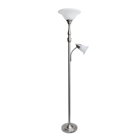 2 Light Mother Daughter Floor Lamp Brushed Nickel Elegant