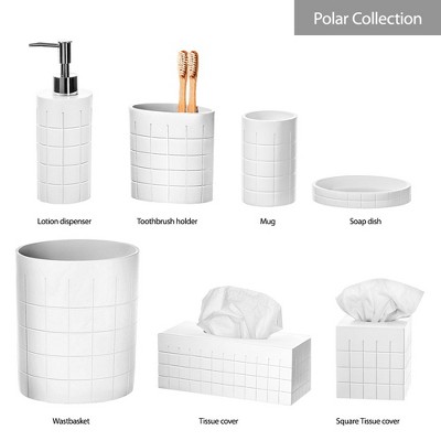Polar White Resin Small Bathroom Trash Can