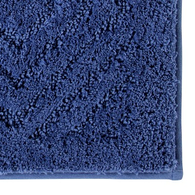 Blue 100% Cotton Tufted Non-Slip Bath Runner Rug 18" x 54"