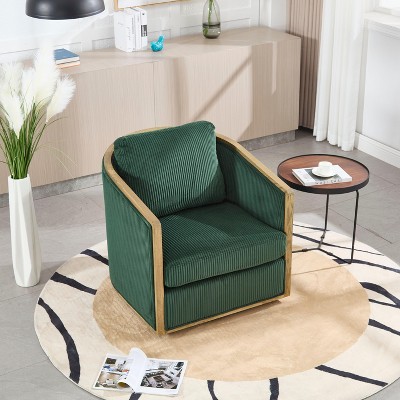 CAVINAS 360° Swivel Barrel Chair,Accent Armchair with High-Density Foam Cushion for Living Room,Bedroom,Hotel