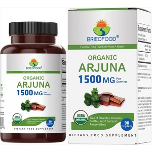 Brieofood Organic Arjuna 1500mg, 45 Servings, Vegetarian, Gluten Free, 90 Vegetarian Tablet - 1 of 4