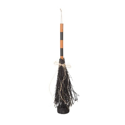 Transpac Natural Material 26 in. Black Halloween Weighted Witch Broom
