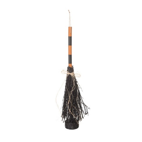 Transpac Natural Material 26 in. Black Halloween Weighted Witch Broom - image 1 of 1