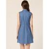 Allegra K Women's Vintage Button Down Polka Dots Sleeveless Belted Shirt Dress - 3 of 4