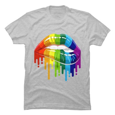 Adult Design By Humans Rainbow Pride Lip Melt By COVI T-Shirt