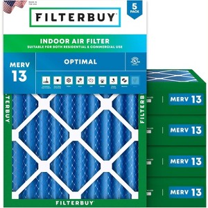 Filterbuy 25x32x4 Air Filter (5-Pack), Pleated MERV 13 Health Defense Replacement HVAC AC Furnace Filters (Actual Size: 24.50 x 31.50 x 3.63) - 1 of 4