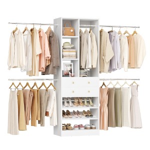 Besiost Wooden Closet System with Shoes Shelf and Drawer, Closet Organizer Storage with Drawer - 1 of 4