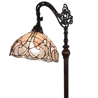 Amora Lighting Tiffany Style White Reading Floor Lamp 62" High